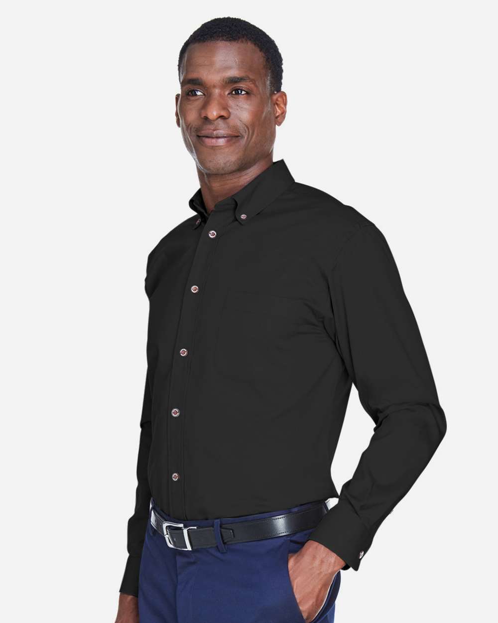Harriton-M500T-Men's Tall Easy Blend™ Long Sleeve Twill Dress Shirt - Image 4