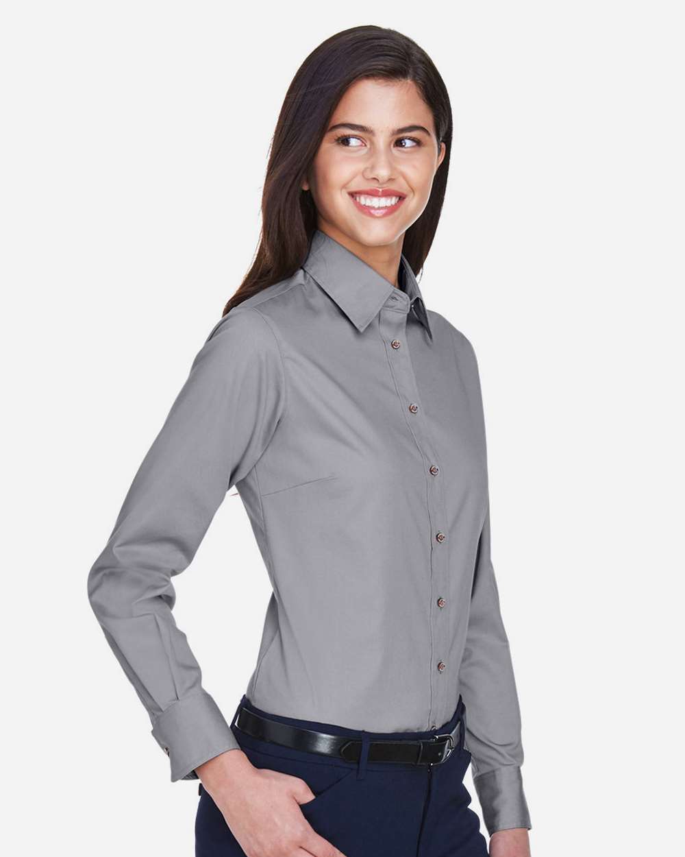 Harriton-M500W-Women's Easy Blend™ Long Sleeve Twill Dress Shirt with Stain-Release - Image 10