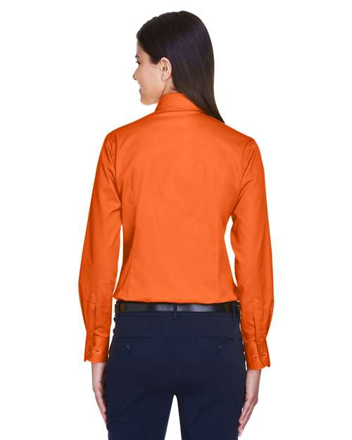 Harriton-M500W-Women's Easy Blend™ Long Sleeve Twill Dress Shirt with Stain-Release - Image 100