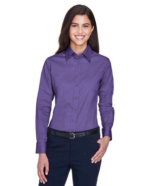 Harriton-M500W-Women's Easy Blend™ Long Sleeve Twill Dress Shirt with Stain-Release - Image 101