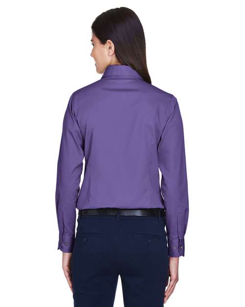 Harriton-M500W-Women's Easy Blend™ Long Sleeve Twill Dress Shirt with Stain-Release - Image 103
