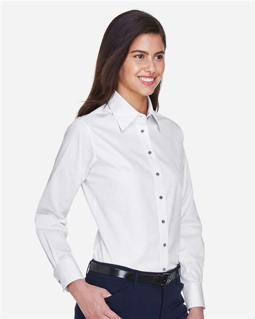 Harriton-M500W-Women's Easy Blend™ Long Sleeve Twill Dress Shirt with Stain-Release - Image 105