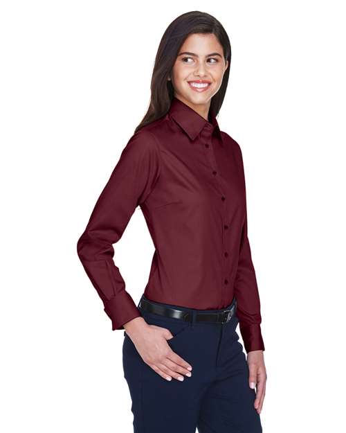 Harriton-M500W-Women's Easy Blend™ Long Sleeve Twill Dress Shirt with Stain-Release - Image 108