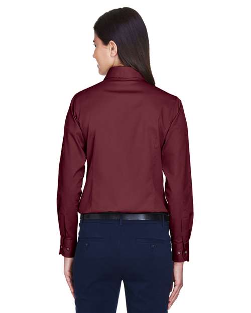 Harriton-M500W-Women's Easy Blend™ Long Sleeve Twill Dress Shirt with Stain-Release - Image 109