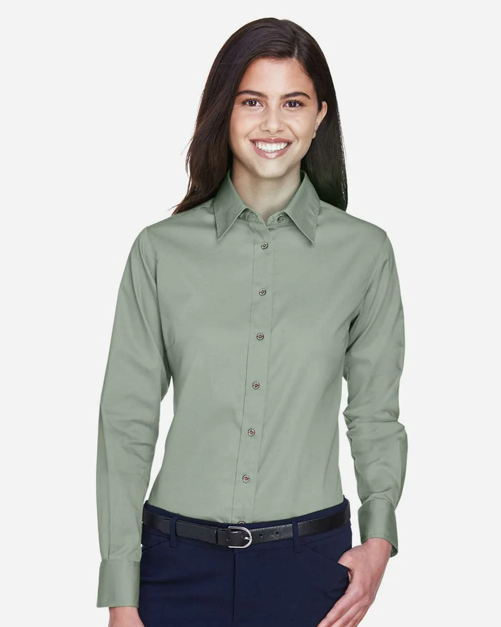 Harriton-M500W-Women's Easy Blend™ Long Sleeve Twill Dress Shirt with Stain-Release - Image 14