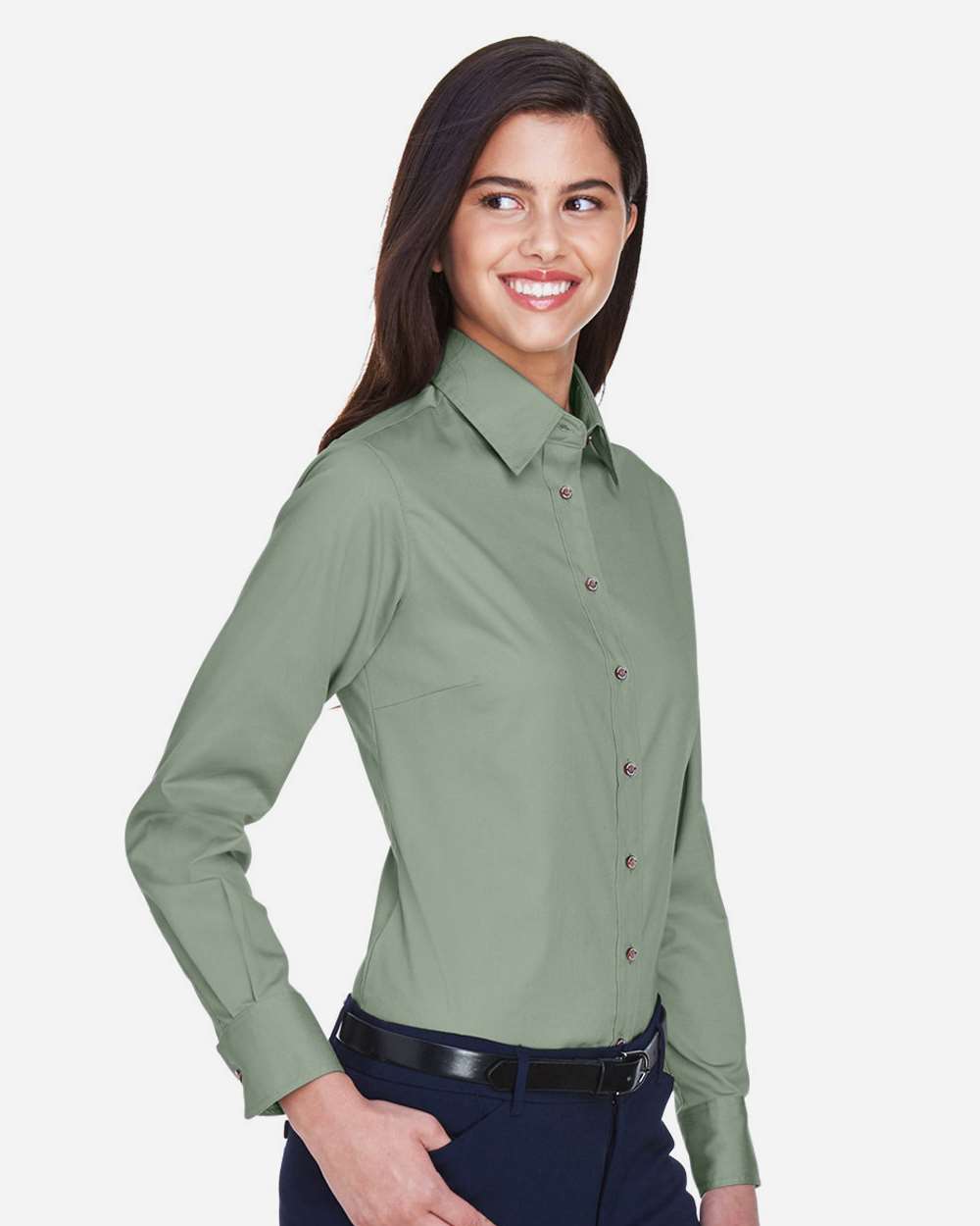 Harriton-M500W-Women's Easy Blend™ Long Sleeve Twill Dress Shirt with Stain-Release - Image 15