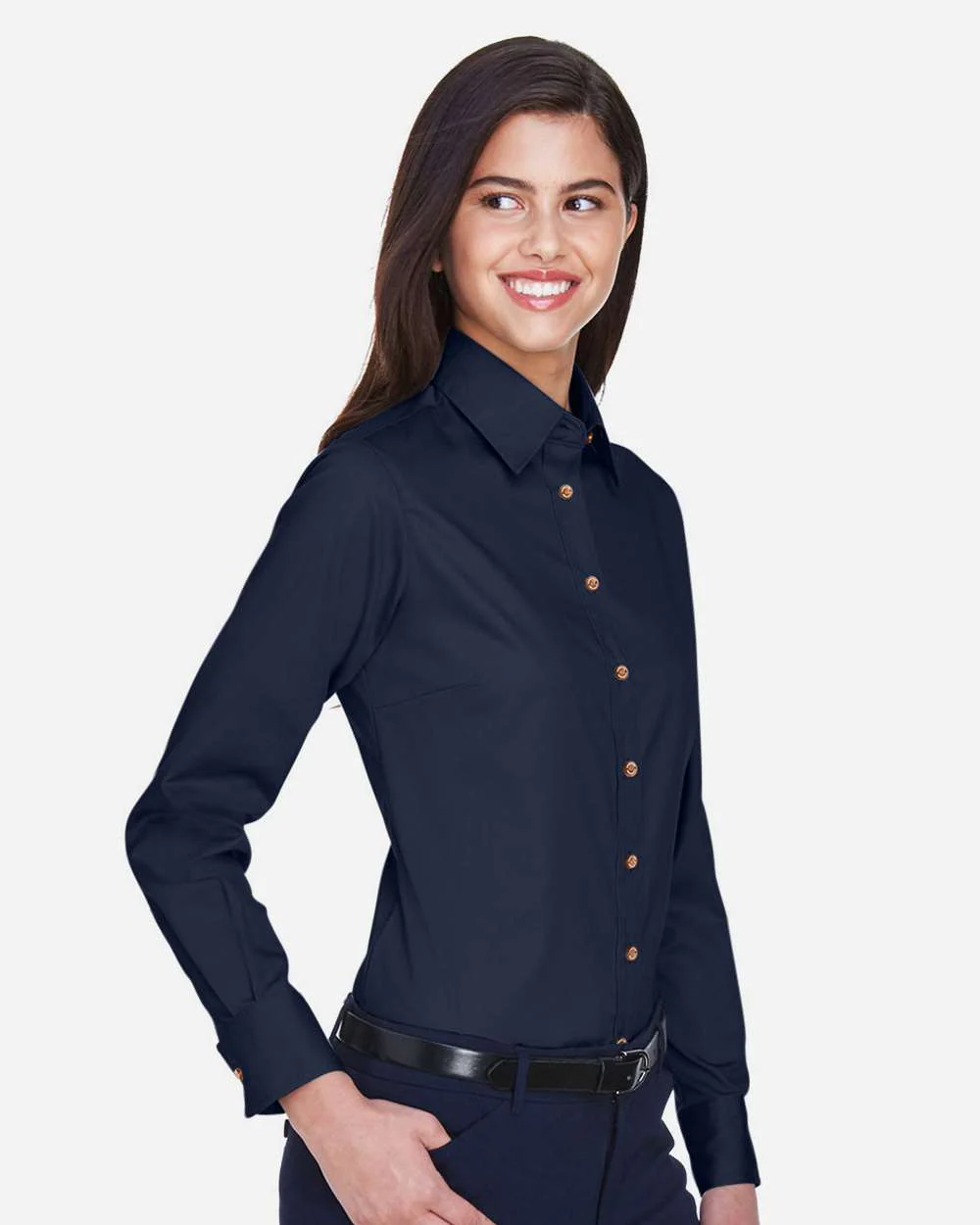 Harriton-M500W-Women's Easy Blend™ Long Sleeve Twill Dress Shirt with Stain-Release - Image 35