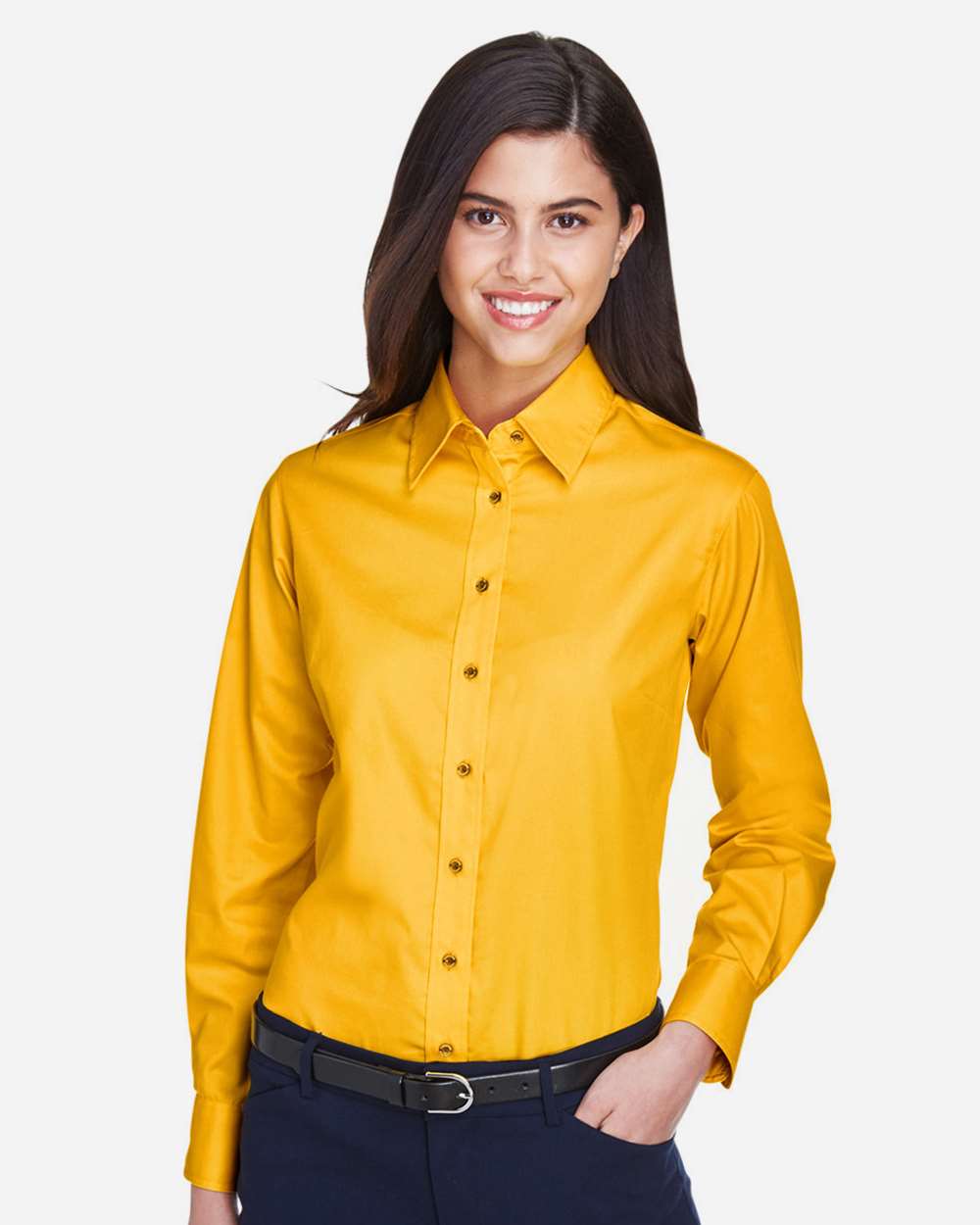 Harriton-M500W-Women's Easy Blend™ Long Sleeve Twill Dress Shirt with Stain-Release - Image 44