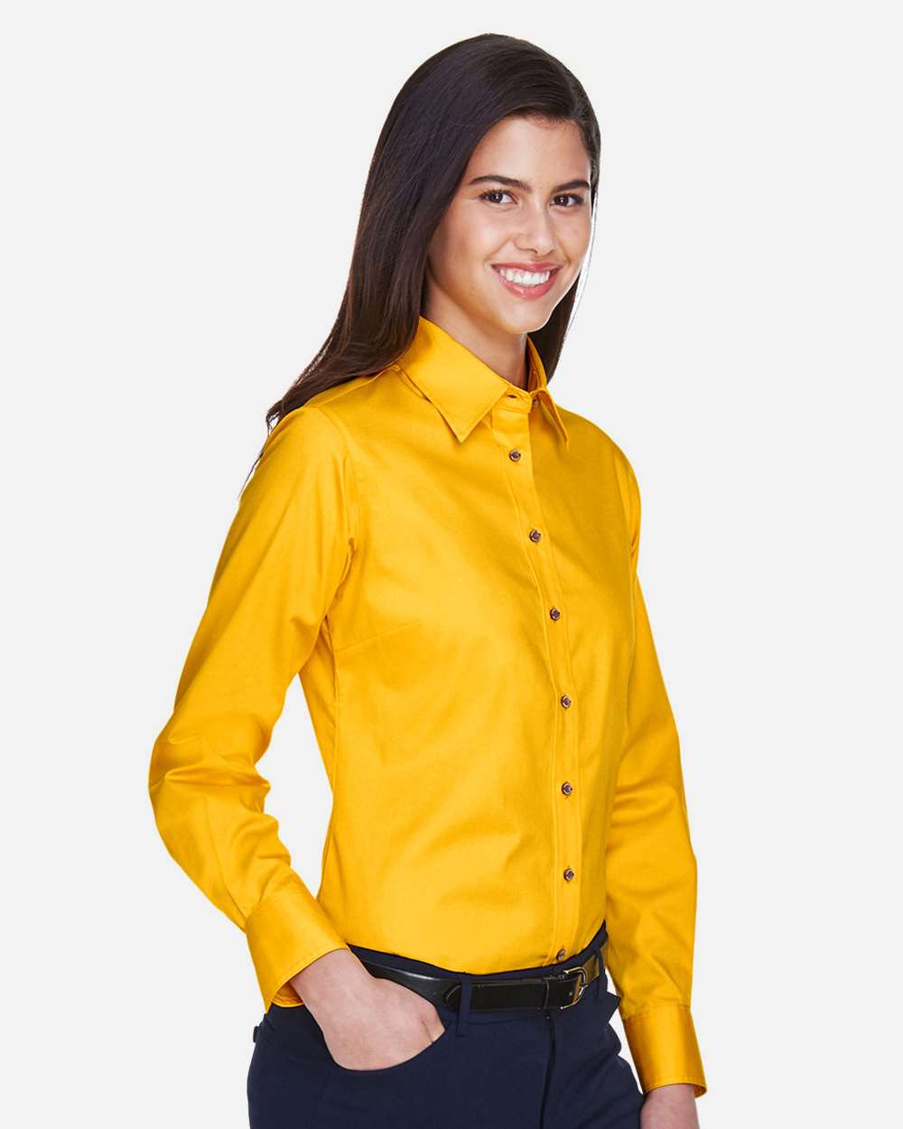 Harriton-M500W-Women's Easy Blend™ Long Sleeve Twill Dress Shirt with Stain-Release - Image 45