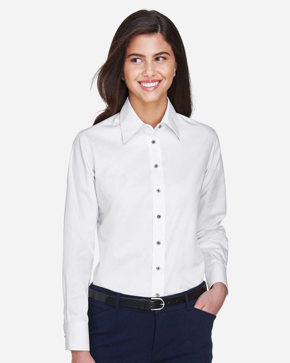 Harriton-M500W-Women's Easy Blend™ Long Sleeve Twill Dress Shirt with Stain-Release - Image 49