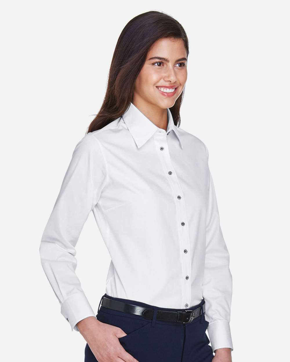 Harriton-M500W-Women's Easy Blend™ Long Sleeve Twill Dress Shirt with Stain-Release - Image 50