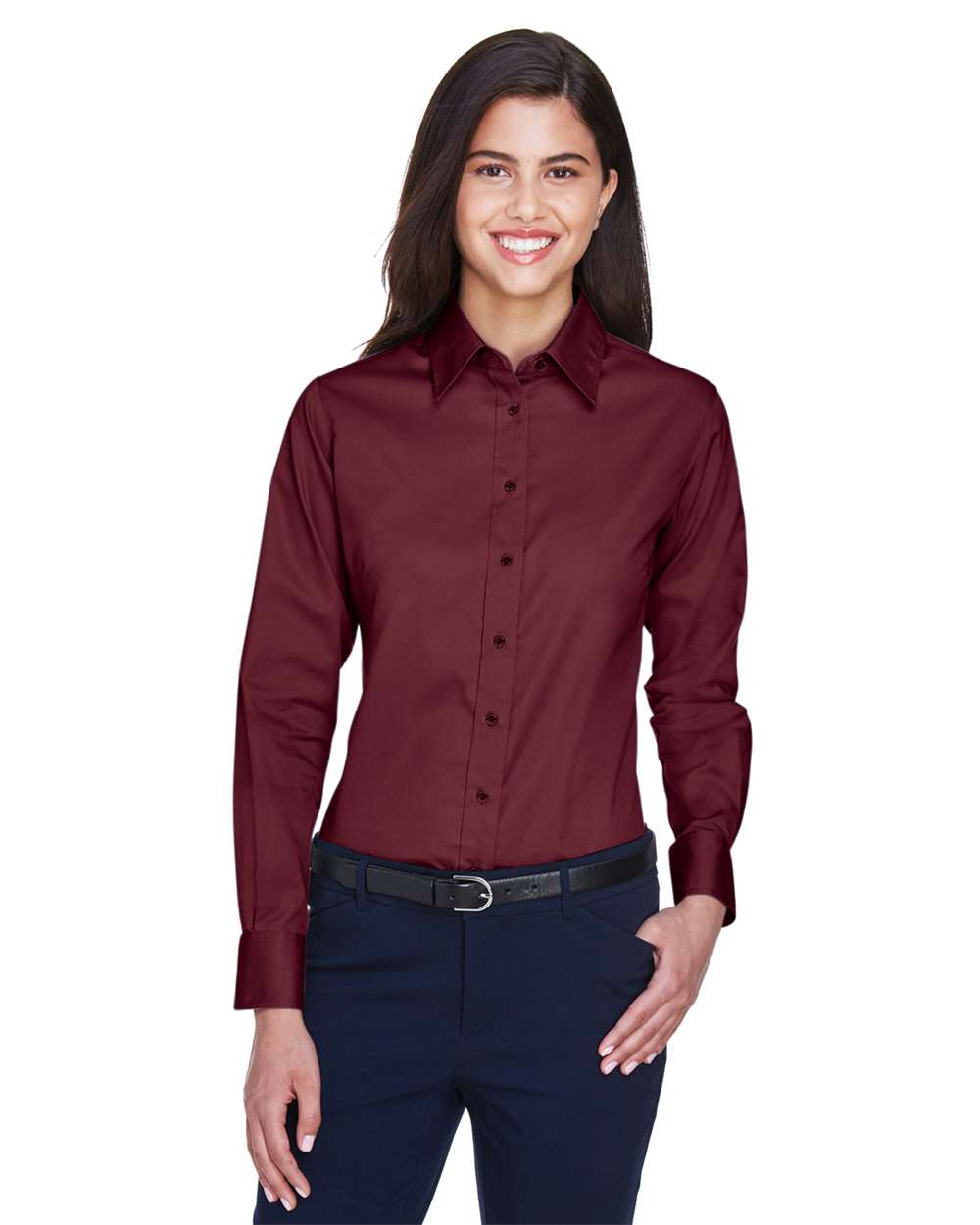Harriton-M500W-Women's Easy Blend™ Long Sleeve Twill Dress Shirt with Stain-Release - Image 54