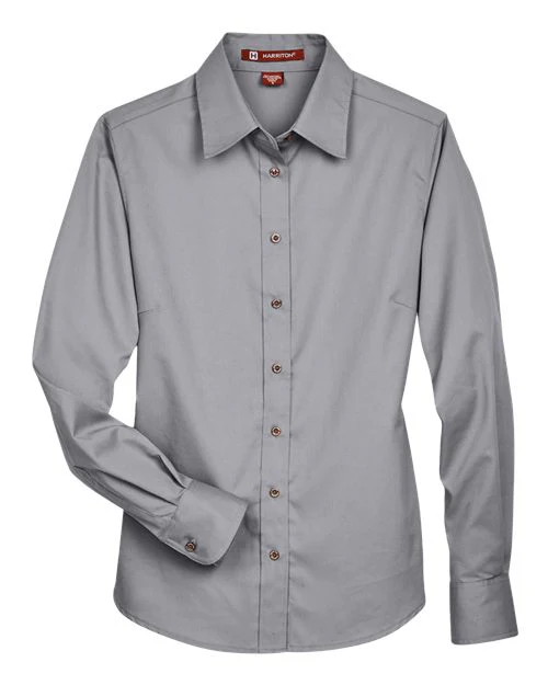 Harriton-M500W-Women's Easy Blend™ Long Sleeve Twill Dress Shirt with Stain-Release - Image 59
