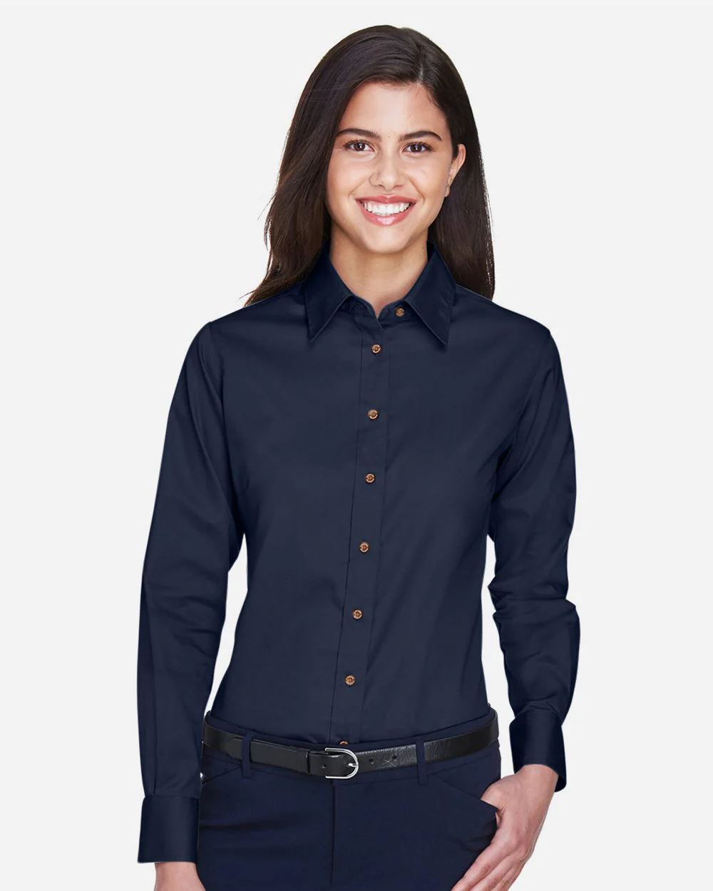 Harriton-M500W-Women's Easy Blend™ Long Sleeve Twill Dress Shirt with Stain-Release - Image 6