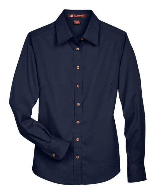 Harriton-M500W-Women's Easy Blend™ Long Sleeve Twill Dress Shirt with Stain-Release - Image 63