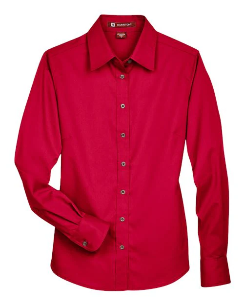Harriton-M500W-Women's Easy Blend™ Long Sleeve Twill Dress Shirt with Stain-Release - Image 64