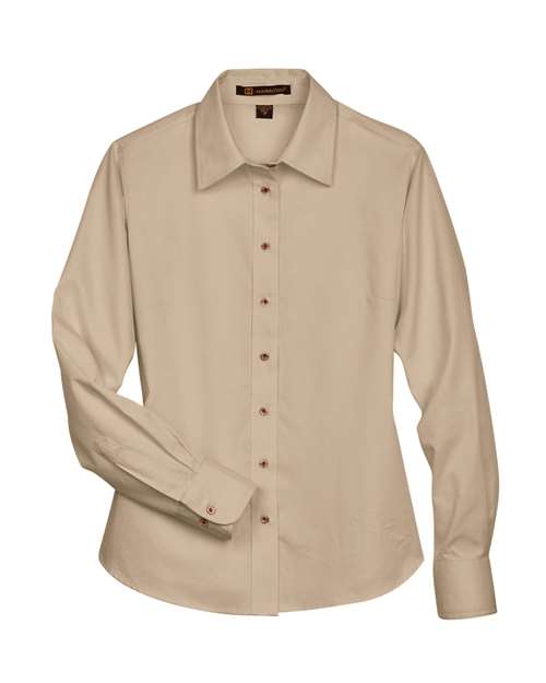Harriton-M500W-Women's Easy Blend™ Long Sleeve Twill Dress Shirt with Stain-Release - Image 65