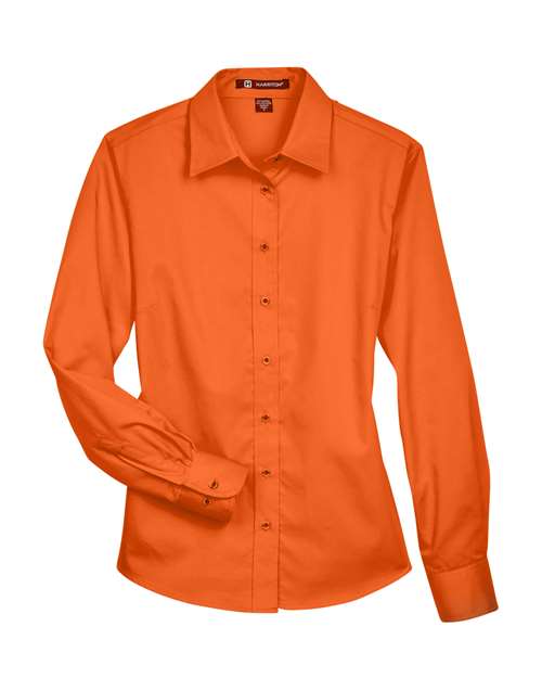 Harriton-M500W-Women's Easy Blend™ Long Sleeve Twill Dress Shirt with Stain-Release - Image 67