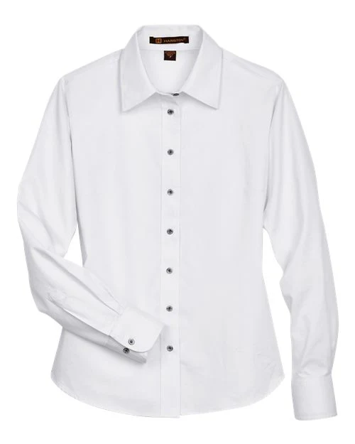 Harriton-M500W-Women's Easy Blend™ Long Sleeve Twill Dress Shirt with Stain-Release - Image 69