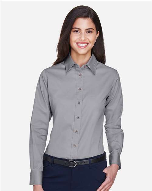 Harriton-M500W-Women's Easy Blend™ Long Sleeve Twill Dress Shirt with Stain-Release - Image 74