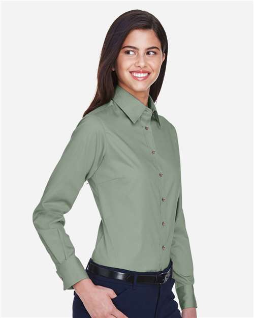 Harriton-M500W-Women's Easy Blend™ Long Sleeve Twill Dress Shirt with Stain-Release - Image 78