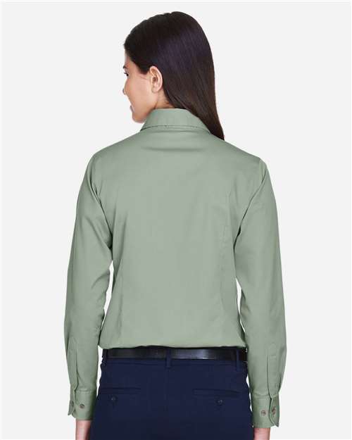 Harriton-M500W-Women's Easy Blend™ Long Sleeve Twill Dress Shirt with Stain-Release - Image 79