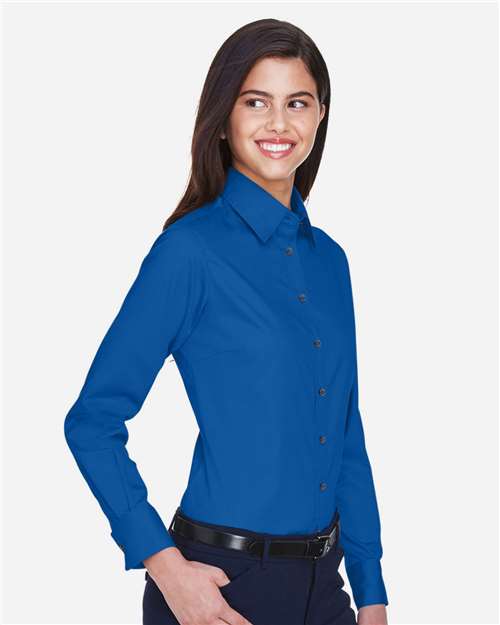 Harriton-M500W-Women's Easy Blend™ Long Sleeve Twill Dress Shirt with Stain-Release - Image 81