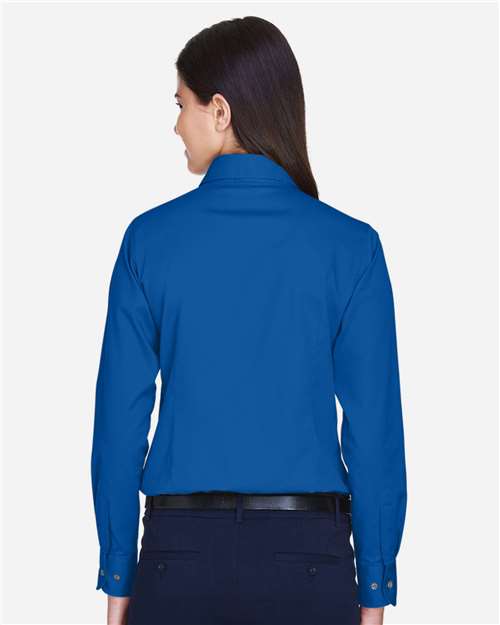 Harriton-M500W-Women's Easy Blend™ Long Sleeve Twill Dress Shirt with Stain-Release - Image 82