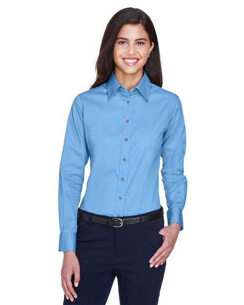 Harriton-M500W-Women's Easy Blend™ Long Sleeve Twill Dress Shirt with Stain-Release - Image 83