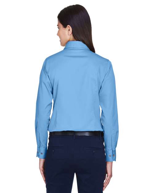 Harriton-M500W-Women's Easy Blend™ Long Sleeve Twill Dress Shirt with Stain-Release - Image 85