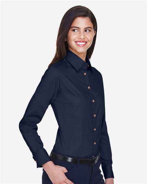 Harriton-M500W-Women's Easy Blend™ Long Sleeve Twill Dress Shirt with Stain-Release - Image 87