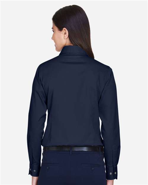 Harriton-M500W-Women's Easy Blend™ Long Sleeve Twill Dress Shirt with Stain-Release - Image 88