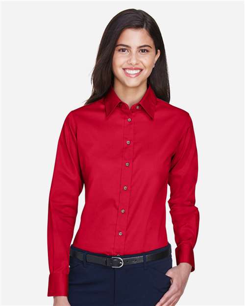 Harriton-M500W-Women's Easy Blend™ Long Sleeve Twill Dress Shirt with Stain-Release - Image 89