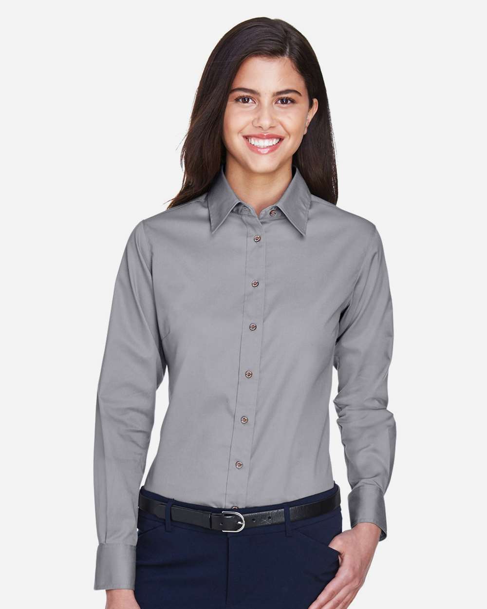 Harriton-M500W-Women's Easy Blend™ Long Sleeve Twill Dress Shirt with Stain-Release - Image 9