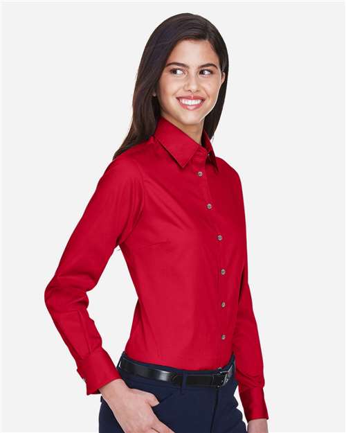 Harriton-M500W-Women's Easy Blend™ Long Sleeve Twill Dress Shirt with Stain-Release - Image 90
