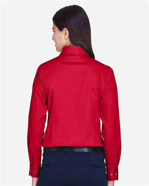 Harriton-M500W-Women's Easy Blend™ Long Sleeve Twill Dress Shirt with Stain-Release - Image 91