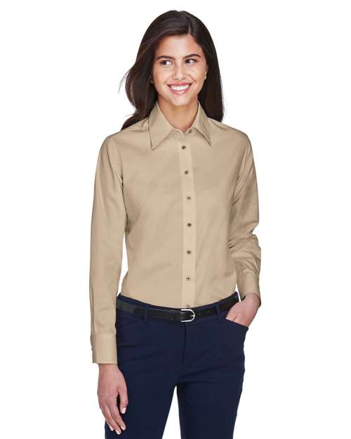 Harriton-M500W-Women's Easy Blend™ Long Sleeve Twill Dress Shirt with Stain-Release - Image 92