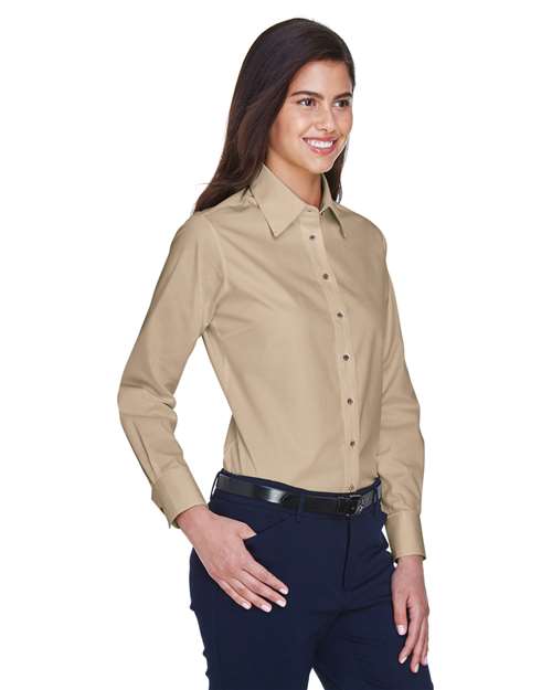 Harriton-M500W-Women's Easy Blend™ Long Sleeve Twill Dress Shirt with Stain-Release - Image 93