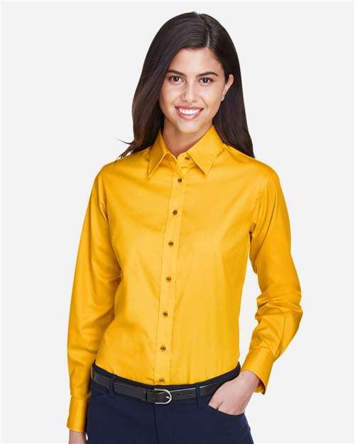 Harriton-M500W-Women's Easy Blend™ Long Sleeve Twill Dress Shirt with Stain-Release - Image 95