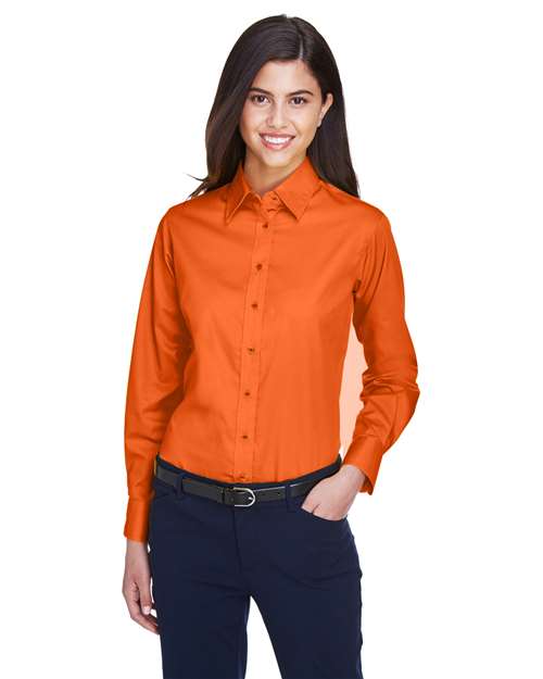 Harriton-M500W-Women's Easy Blend™ Long Sleeve Twill Dress Shirt with Stain-Release - Image 98
