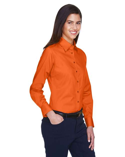 Harriton-M500W-Women's Easy Blend™ Long Sleeve Twill Dress Shirt with Stain-Release - Image 99