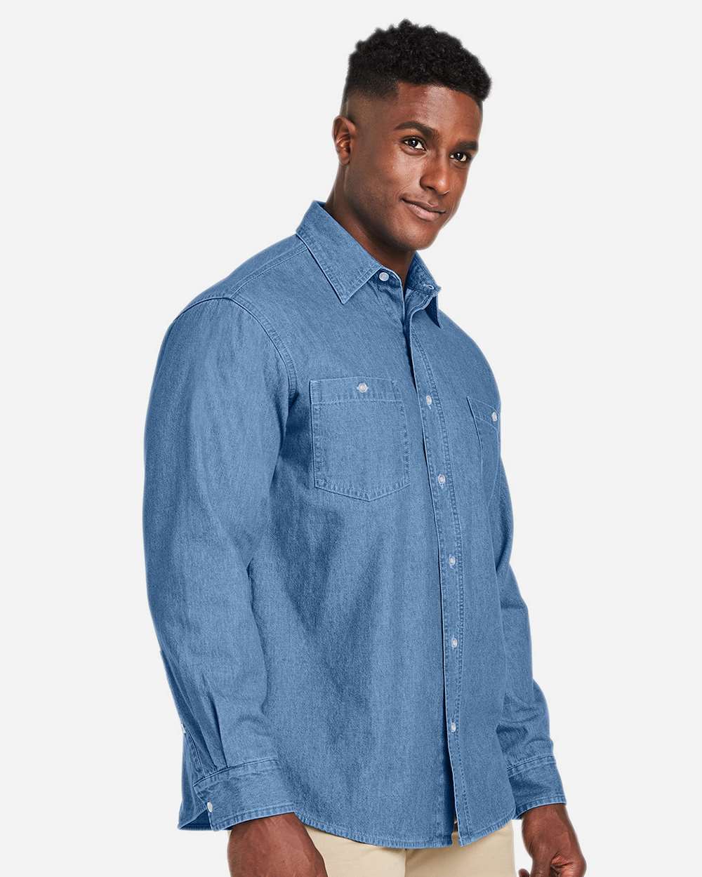 Harriton-M540-Unisex Denim Shirt Jacket - Image 12
