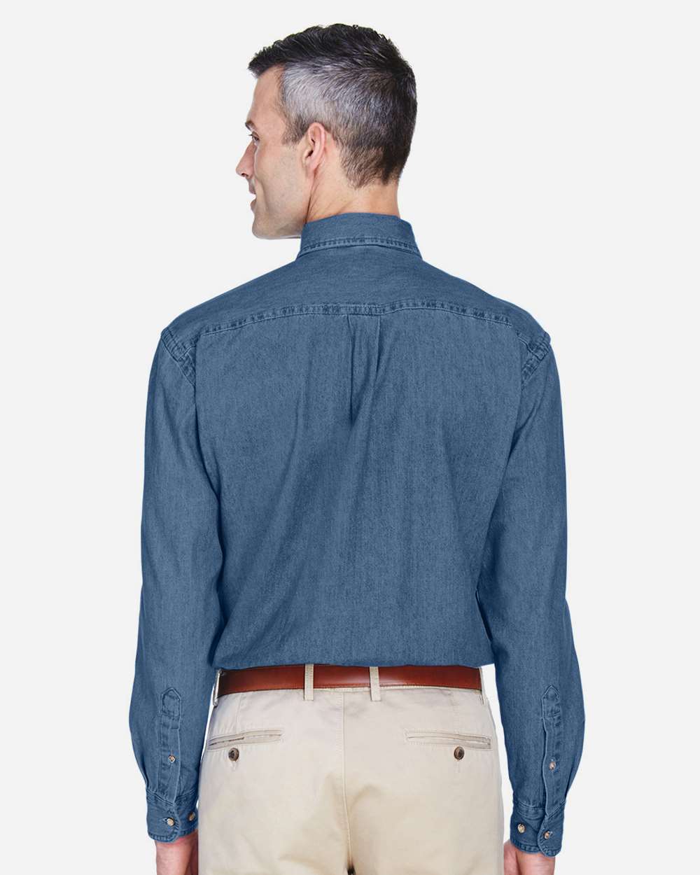 Harriton-M550-Men's Long Sleeve Denim Shirt - Image 11