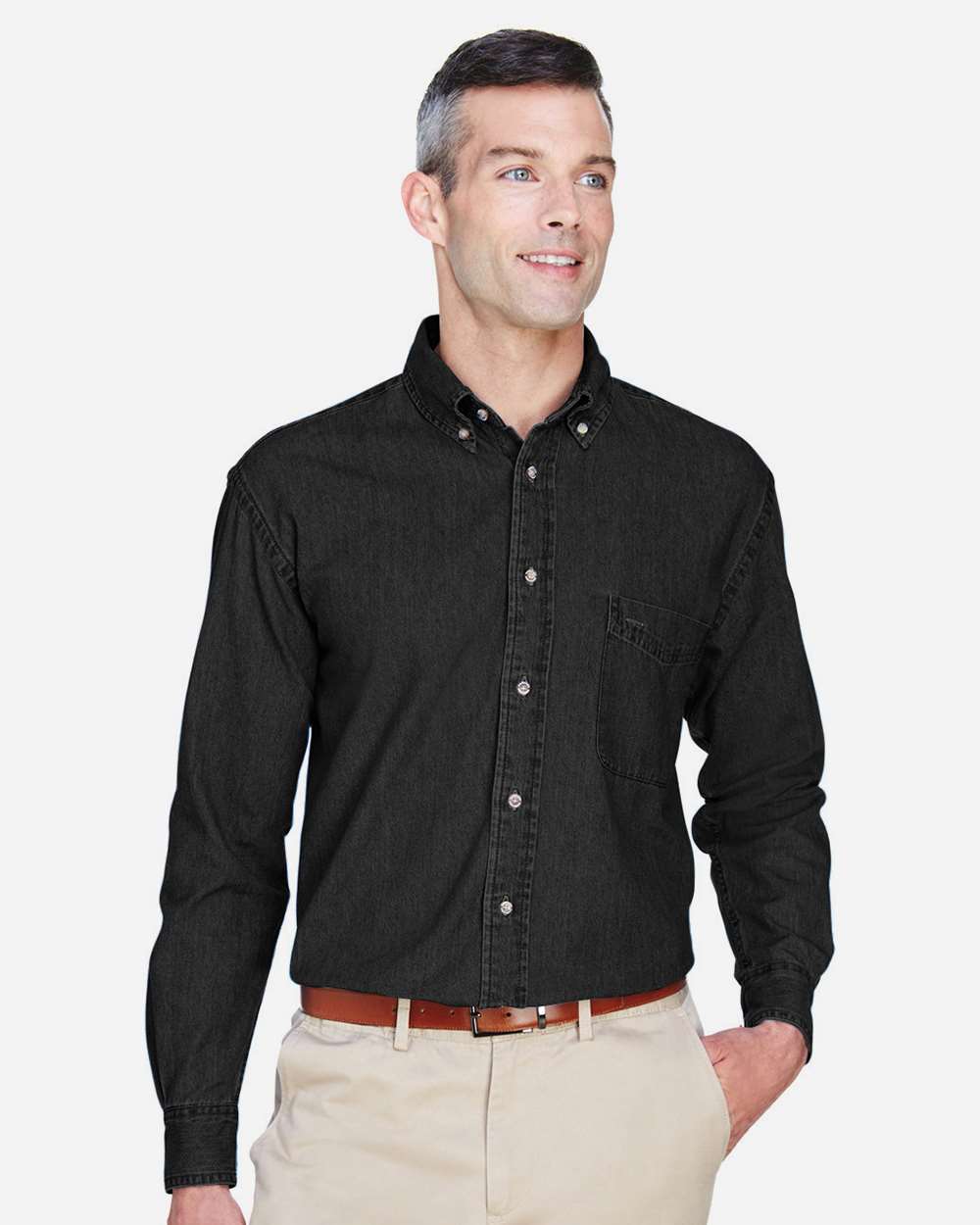 Harriton-M550-Men's Long Sleeve Denim Shirt - Image 14