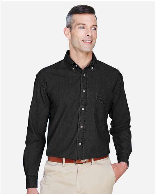 Harriton-M550-Men's Long Sleeve Denim Shirt - Image 18