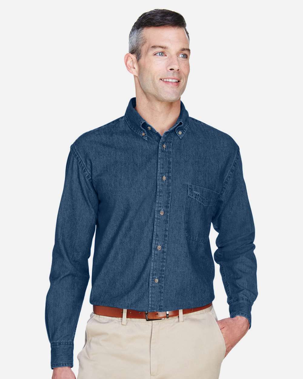 Harriton-M550-Men's Long Sleeve Denim Shirt - Image 3