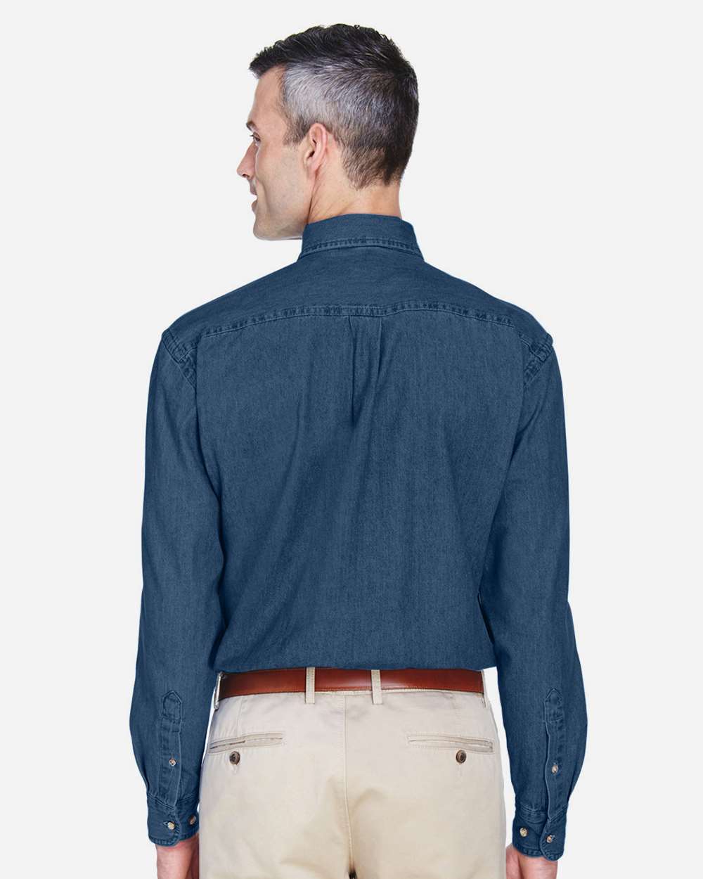 Harriton-M550-Men's Long Sleeve Denim Shirt - Image 5
