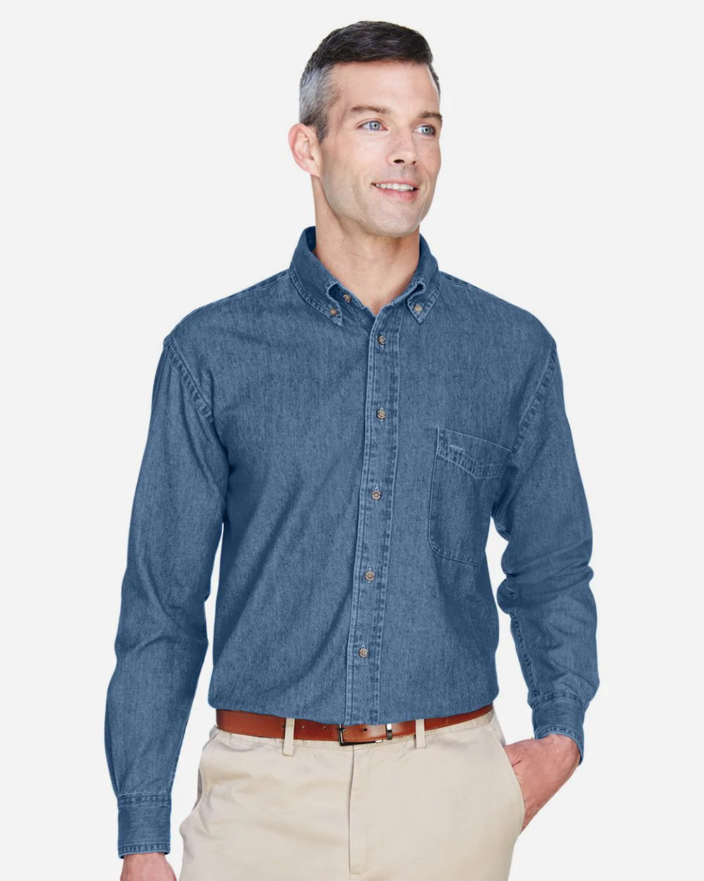 Harriton-M550-Men's Long Sleeve Denim Shirt - Image 6