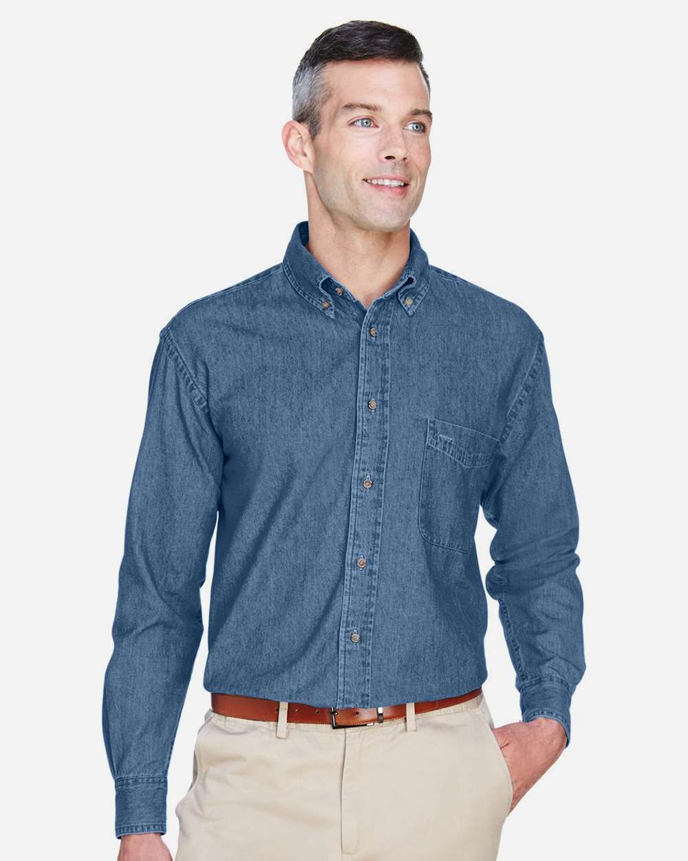Harriton-M550-Men's Long Sleeve Denim Shirt - Image 9