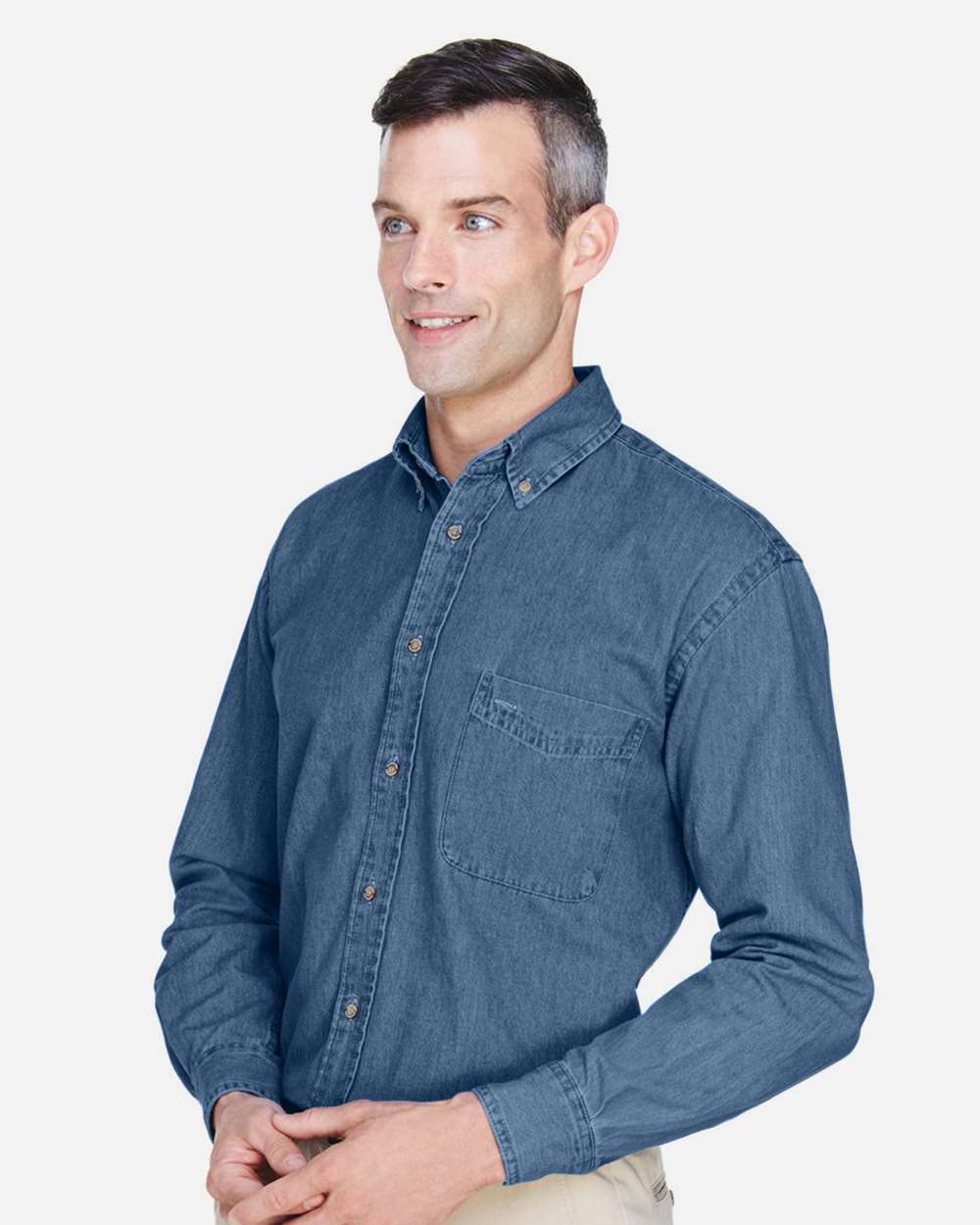 Harriton-M550T-Men's Tall Long Sleeve Denim Shirt - Image 10